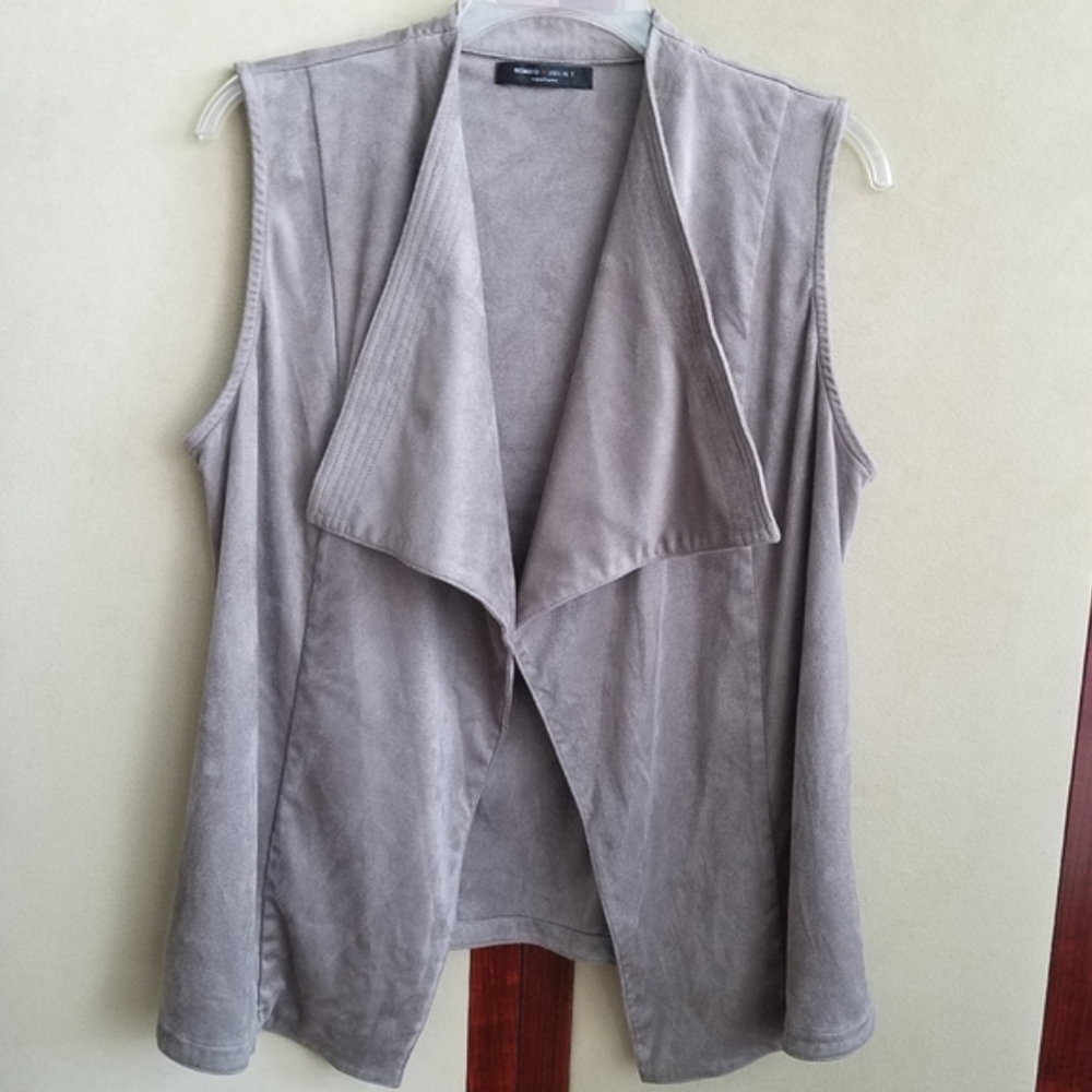 Waterfall Faux Suede Vest L